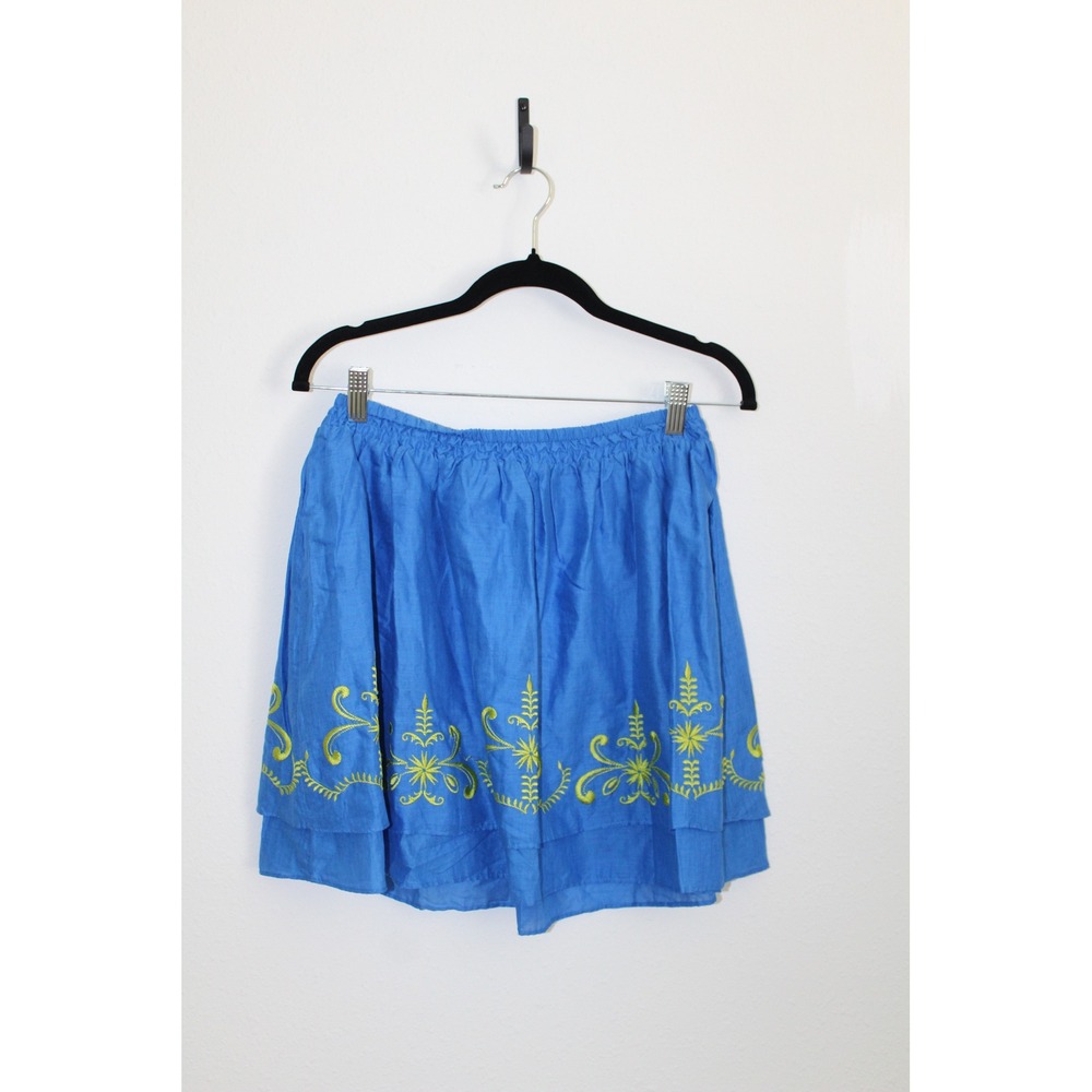 Calypso St Barth for Target Blue Embroidered Mini Skirt XS Cotton Boho Tiered